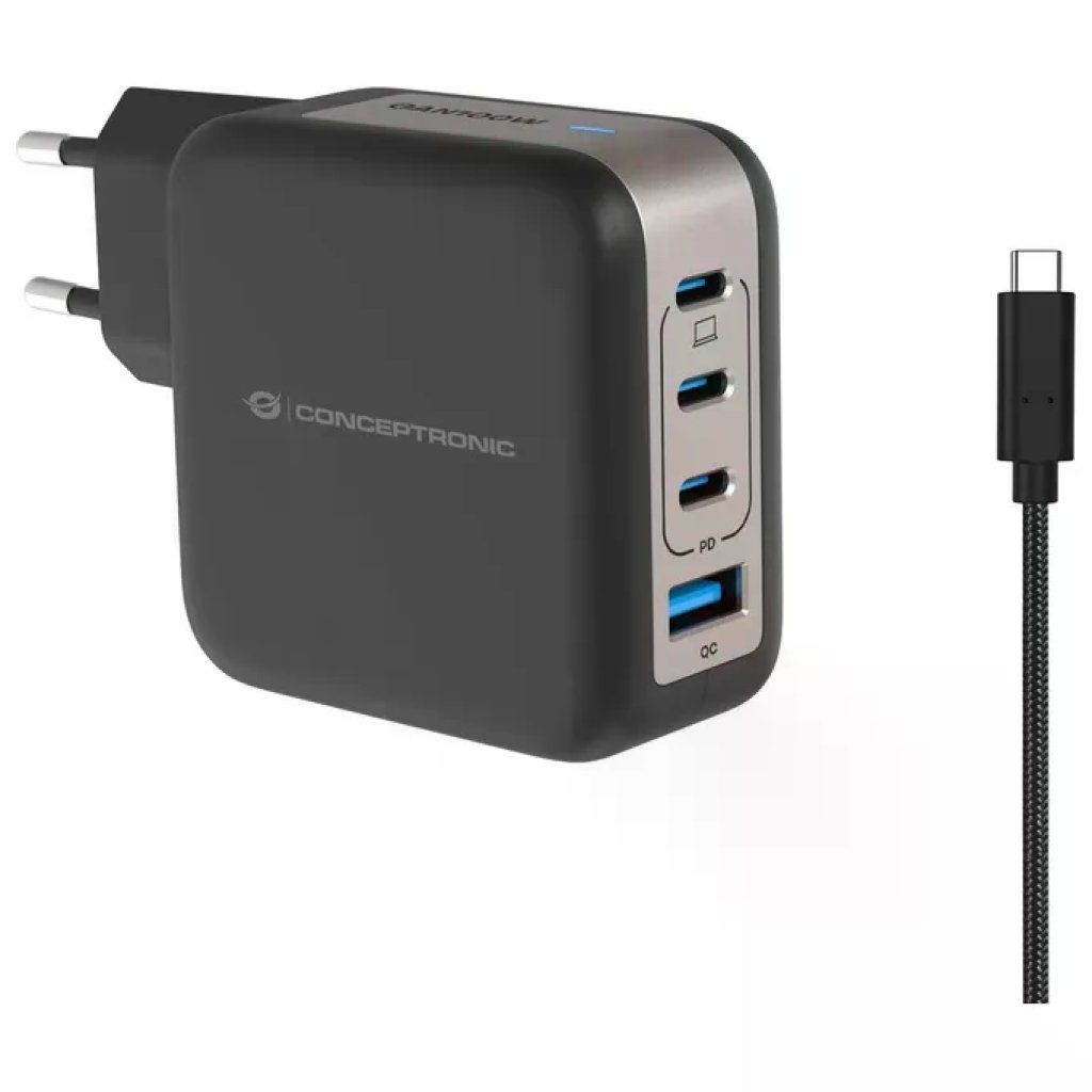 Conceptronic ALTHEA18B Caricabatterie Universale 4 Porte, 100-240 V, Nero Conceptronic ALTHEA18B Caricabatterie Universale 4 Porte, 100-240 V, Nero