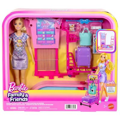 MATTEL Barbie Family & Friends – Playset Ritiro Bagagli con Bambola Malibu MATTEL Barbie Family & Friends – Playset Ritiro Bagagli con Bambola Malibu