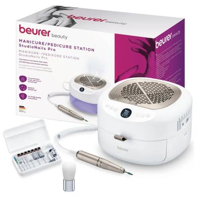Beurer MP200 StudioNails Pro Stazione Manicure Pedicure 3 in 1 Fresa Lampada UV LED Aspiratore 26000 rpm