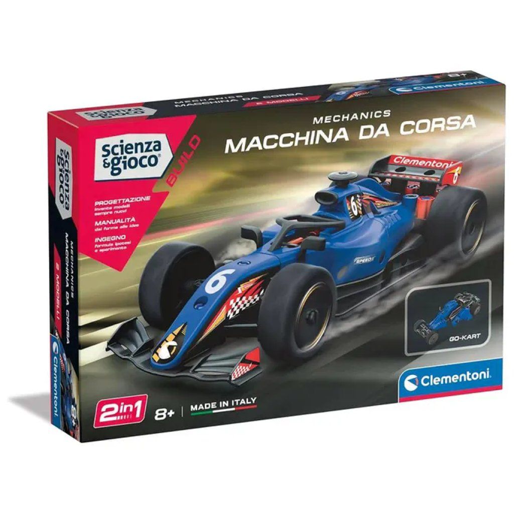 Clementoni Scienza e Gioco Build – Auto da Corsa STEM, 90+ pezzi