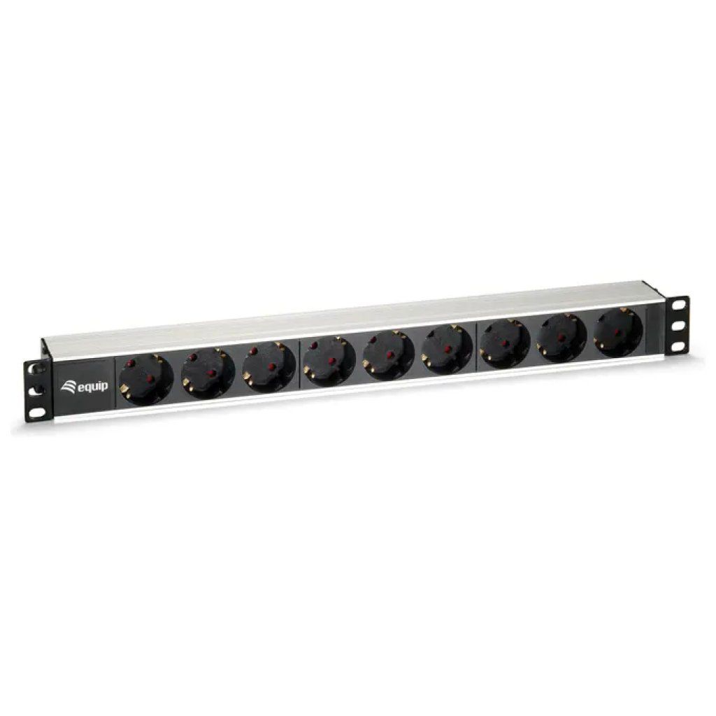 Equip PDU Rack 1U con 9 Prese AC, 16 A, Nero e Argento