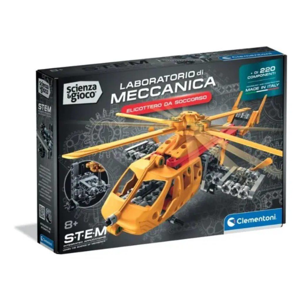 Clementoni Scienza e Gioco Mechanics – Elicottero da Soccorso, 220 Pezzi, 8+ Clementoni Scienza e Gioco Mechanics – Elicottero da Soccorso, 220 Pezzi, 8+