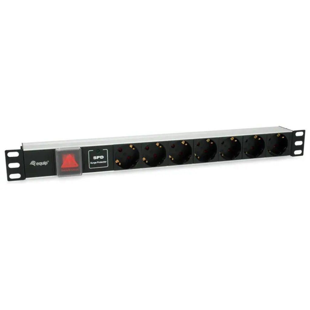 Equip 333309 PDU Rack 1U con 7 Prese Tipo F, 16 A e Protezione da Sovratensioni Equip 333309 PDU Rack 1U con 7 Prese Tipo F, 16 A e Protezione da Sovratensioni