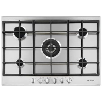 SMEG P272XGH Selezione Piano Cottura a Gas 75 cm, 5 Fuochi, Inox
