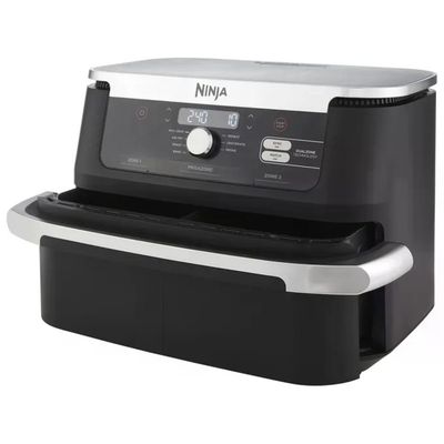 Ninja AF500EU Friggitrice ad Aria FlexDrawer 10,4 L, 2470 W, Nero e Acciaio Inox