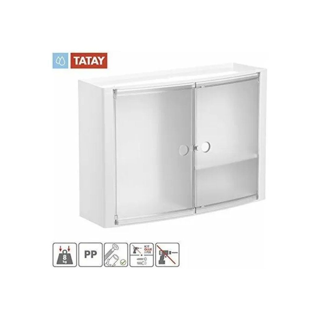 TATAY Armadietto Bagno Orizzontale a 2 Ante Glaçé TATAY Armadietto Bagno Orizzontale a 2 Ante Glaçé