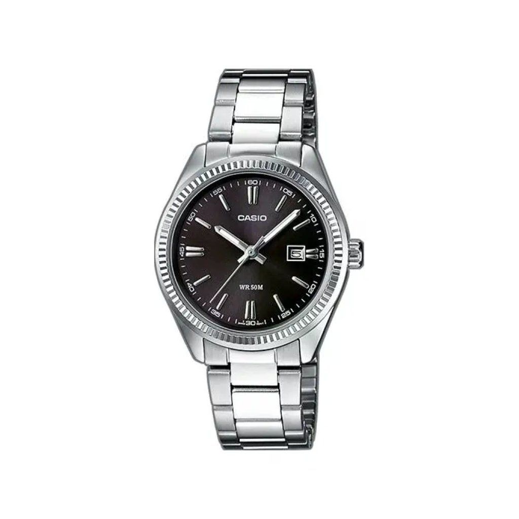 Casio LTP-1302PD-1A1VEF Orologio da Donna Nero con Bracciale in Acciaio Casio LTP-1302PD-1A1VEF Orologio da Donna Nero con Bracciale in Acciaio