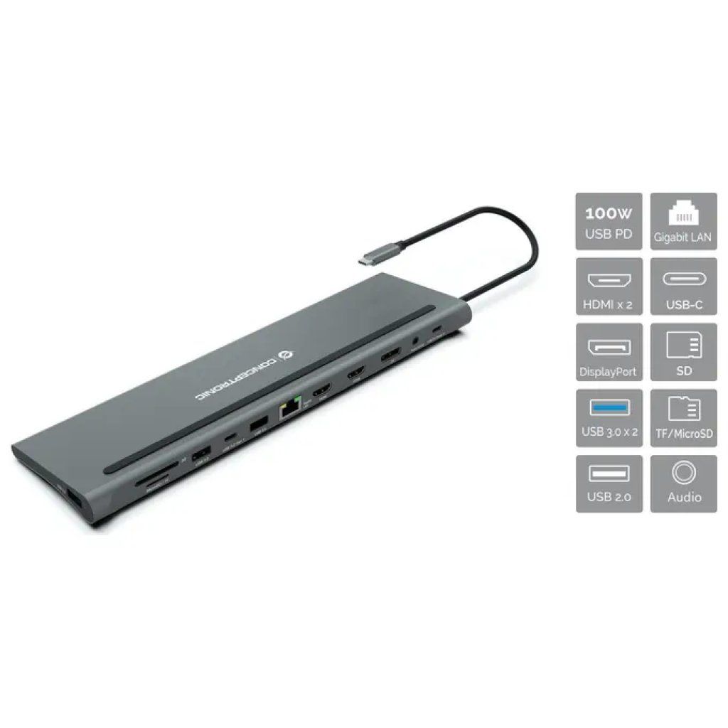 Conceptronic DONN17G Docking Station USB-C 12-in-1 Conceptronic DONN17G Docking Station USB-C 12-in-1