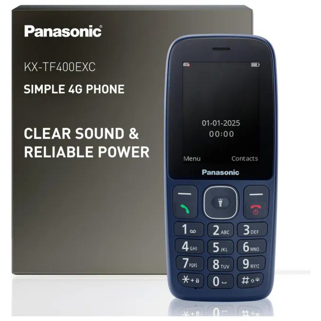 Panasonic KX-TF400EXC Telefono Cellulare 4G VoLTE Display 2,4'' Bluetooth Torcia LED IP44 colore Blu