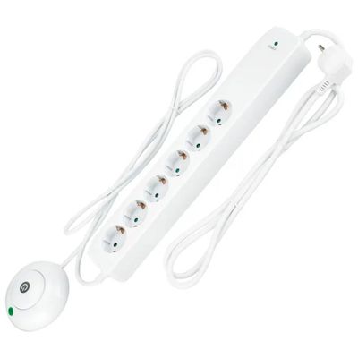 REV Multipresa a 6 prese Schuko con interruttore, cavo 1,5 m, bianca