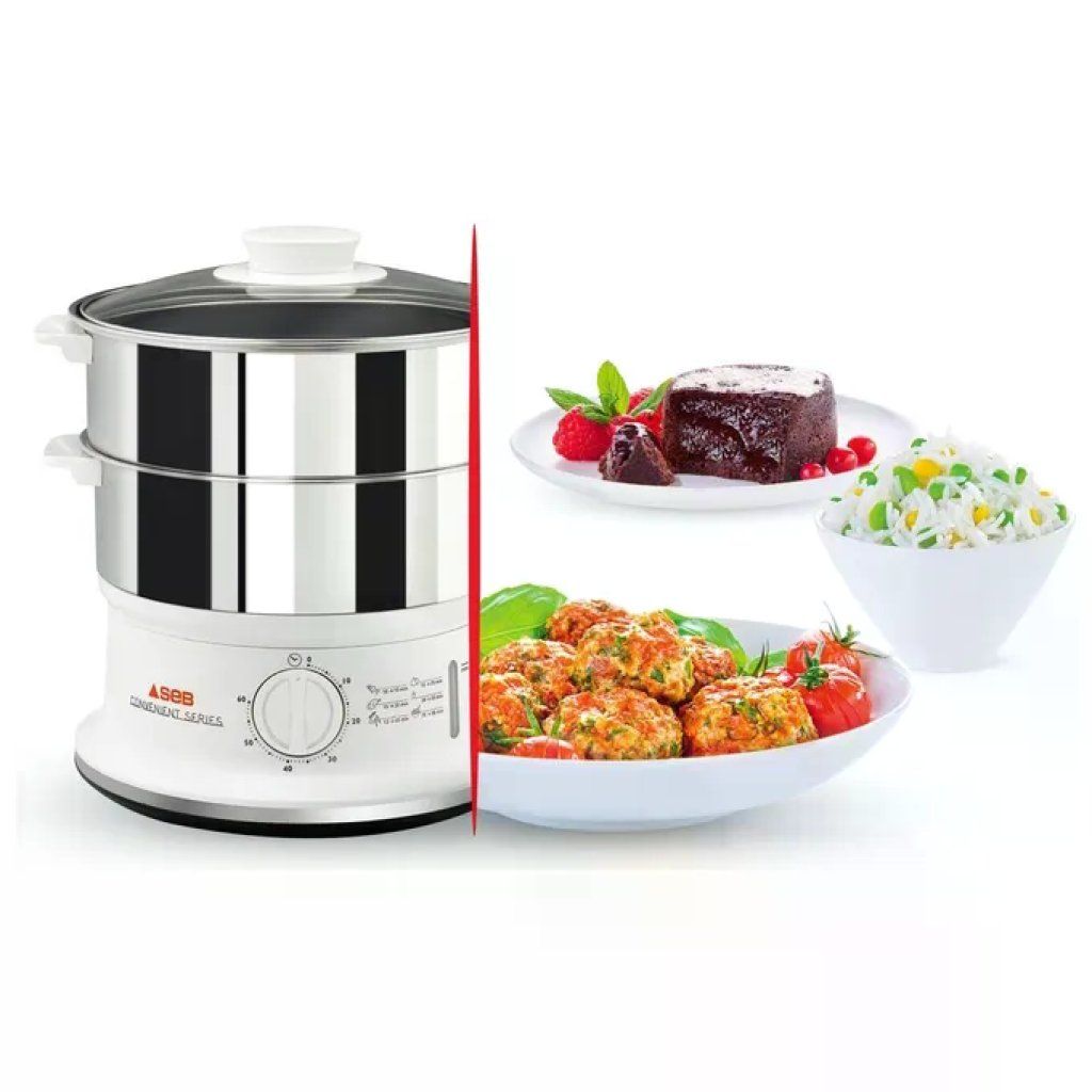 Tefal VC1451 Vaporiera elettrica in acciaio inox, 2 cestelli Tefal VC1451 Vaporiera elettrica in acciaio inox, 2 cestelli