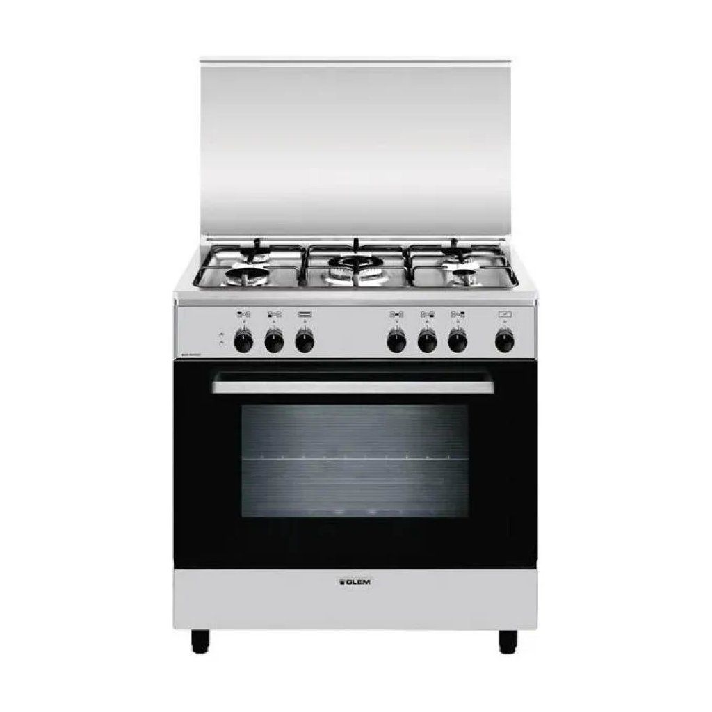 Glem Gas A855EI Alpha Cucina 80 cm 5 Fuochi Gas Forno Elettrico 95 L Classe A colore Nero Acciaio Inox