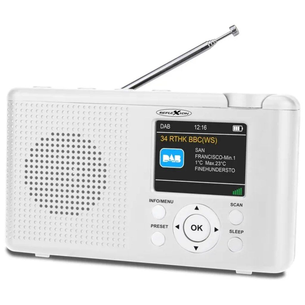 Reflexion TRA23DAB-WH Radio DAB+ con Bluetooth, Display a Colori e Batteria Ricaricabile