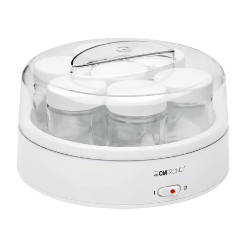 Clatronic JM 3344 Yogurtiera con 7 Vasetti in Vetro, 1,1 L, 14 W, Bianca