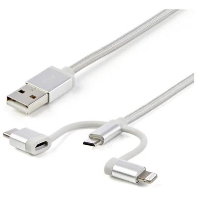 StarTech cavo USB-C 2 in 1 con adattatore Lightning, 2 m, 60W, certificato Apple MFi, guaina intrecciata StarTech cavo USB-C 2 in 1 con adattatore Lightning, 2 m, 60W, certificato Apple MFi, guaina intrecciata