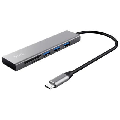 Trust 24191 Halyx Hub USB-C Lettore di Schede SD MicroSD 3 Porte USB 3.2 Gen 1 5 Gbps 104 MB