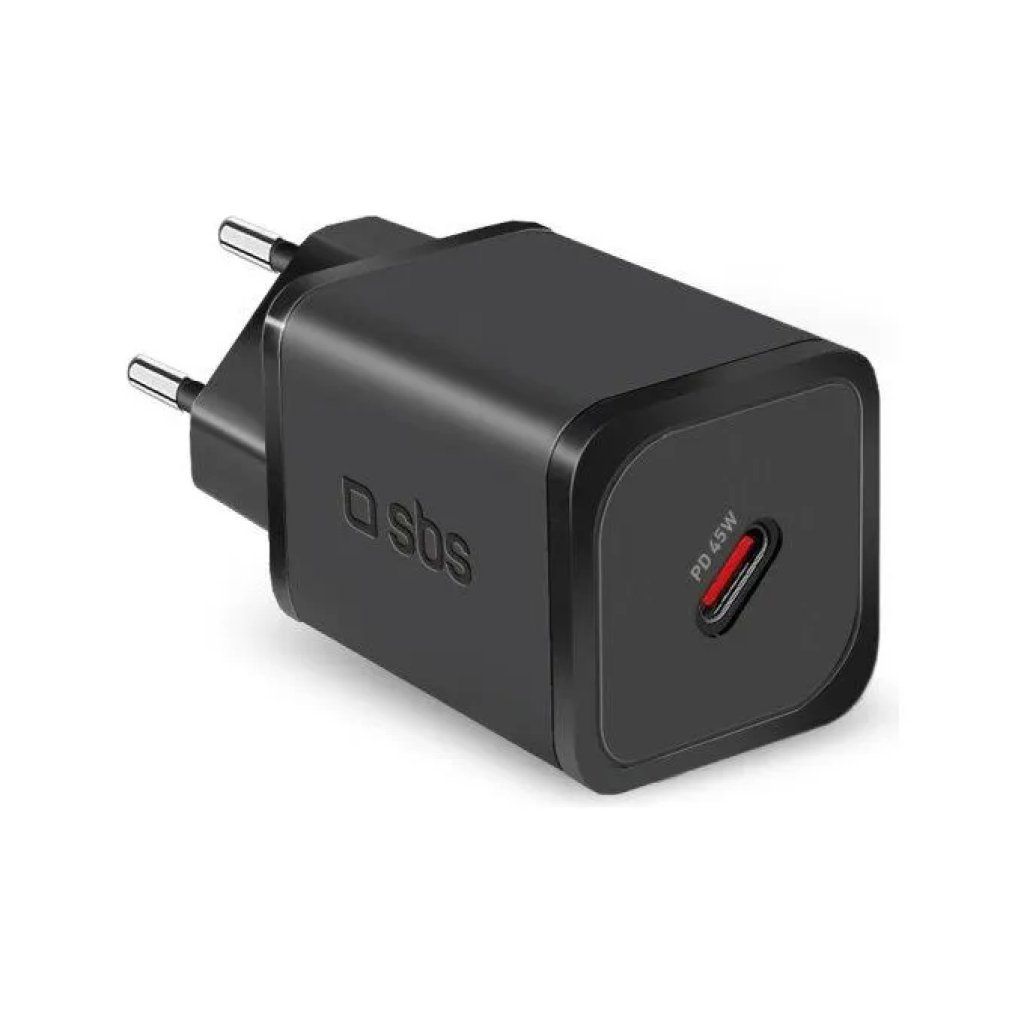 SBS Alimentatore GaN USB-C 45W Power Delivery Nero