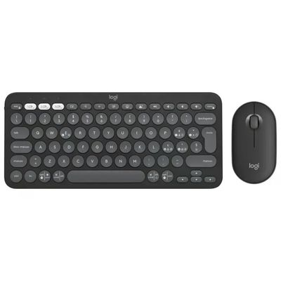 Logitech Pebble 2 Combo – Tastiera e Mouse Wireless Bluetooth, QWERTY Italiano, Grafite