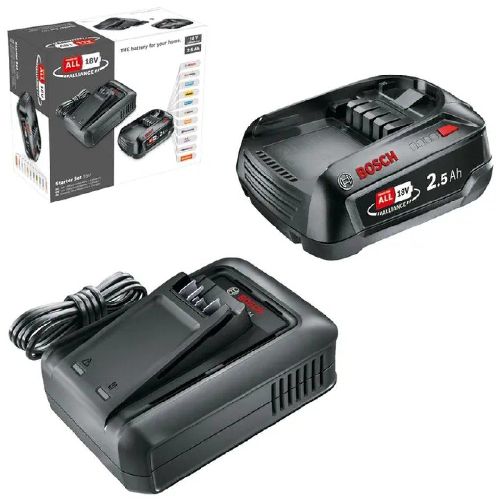 Bosch POWER FOR ALL Starter Set 18V 2,5 Ah con caricabatteria rapido AL 18V-44 Bosch POWER FOR ALL Starter Set 18V 2,5 Ah con caricabatteria rapido AL 18V-44