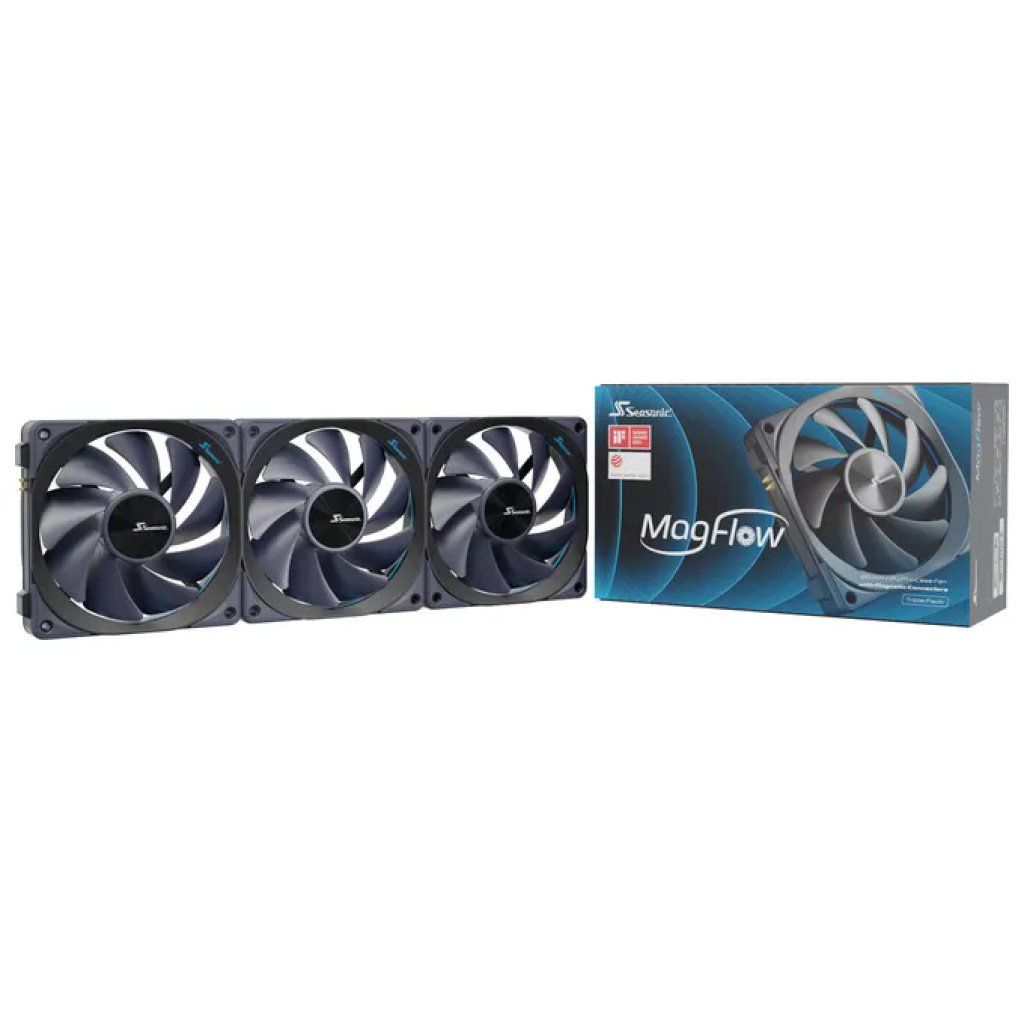 Seasonic MagFlow Kit 3 Ventole PC 120 mm, Nero