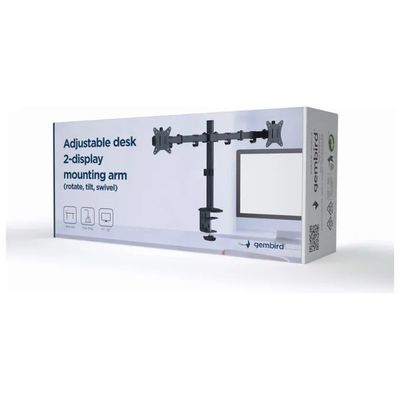 Gembird MA-D2-01 Supporto da Scrivania per 2 Monitor fino a 32", Nero