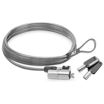 ACT AC9040 Cavo antifurto per laptop con blocco Wedge, 2 m e 2 chiavi