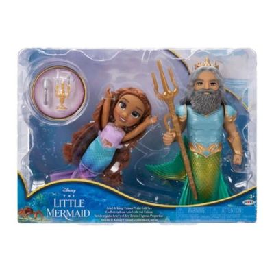 JAKKS Disney La Sirenetta: set bambole Ariel e Re Tritone, 15 cm