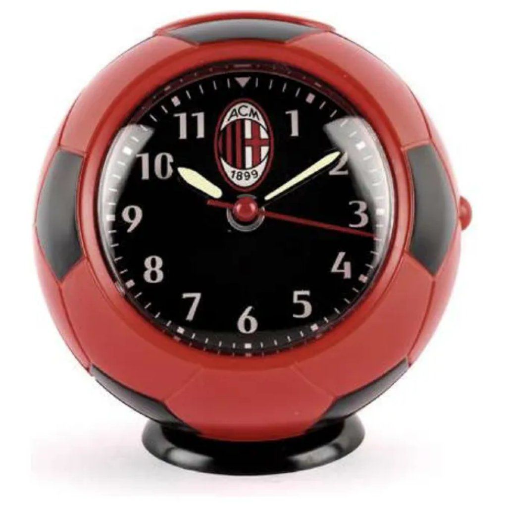 JM Sveglia analogica Lowell AC Milan a forma di pallone, rossa e nera JM Sveglia analogica Lowell AC Milan a forma di pallone, rossa e nera