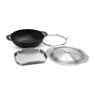 Weber 7607 Crafted Wok con Cestello per Cottura a Vapore Ghisa Smaltata 5.7 L colore Nero Weber 7607 Crafted Wok con Cestello per Cottura a Vapore Ghisa Smaltata 5.7 L colore Nero