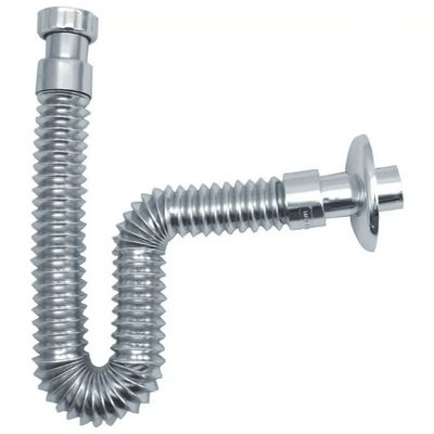 Goplast Canotto Flessibile di Scarico 1”, 32 mm, Estensibile 35–75 cm, Cromato