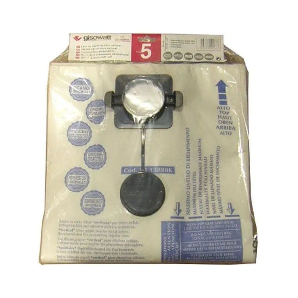 Gisowatt 83142B0K – Sacchi filtro in carta verticali medi, confezione da 5