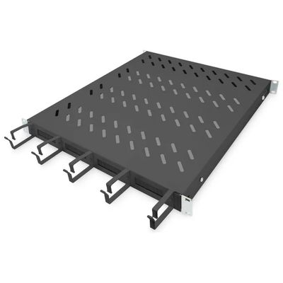 Digitus DN-97683 Mensola per Scaffale 1U Acciaio Portata 120 Kg con Gestione Cavi Anteriore colore Nero