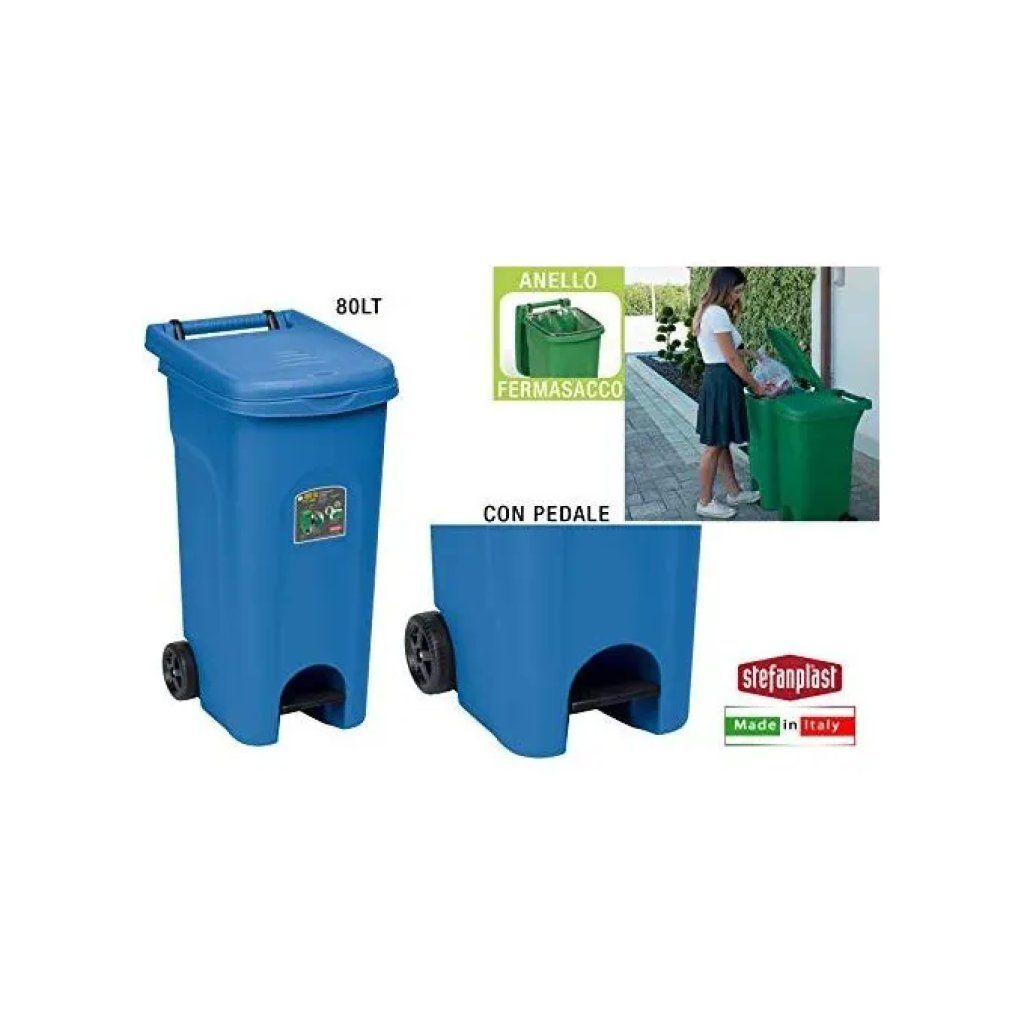 Stefanplast Urban Eco System bidone carrellato 80 L blu con pedale Stefanplast Urban Eco System bidone carrellato 80 L blu con pedale
