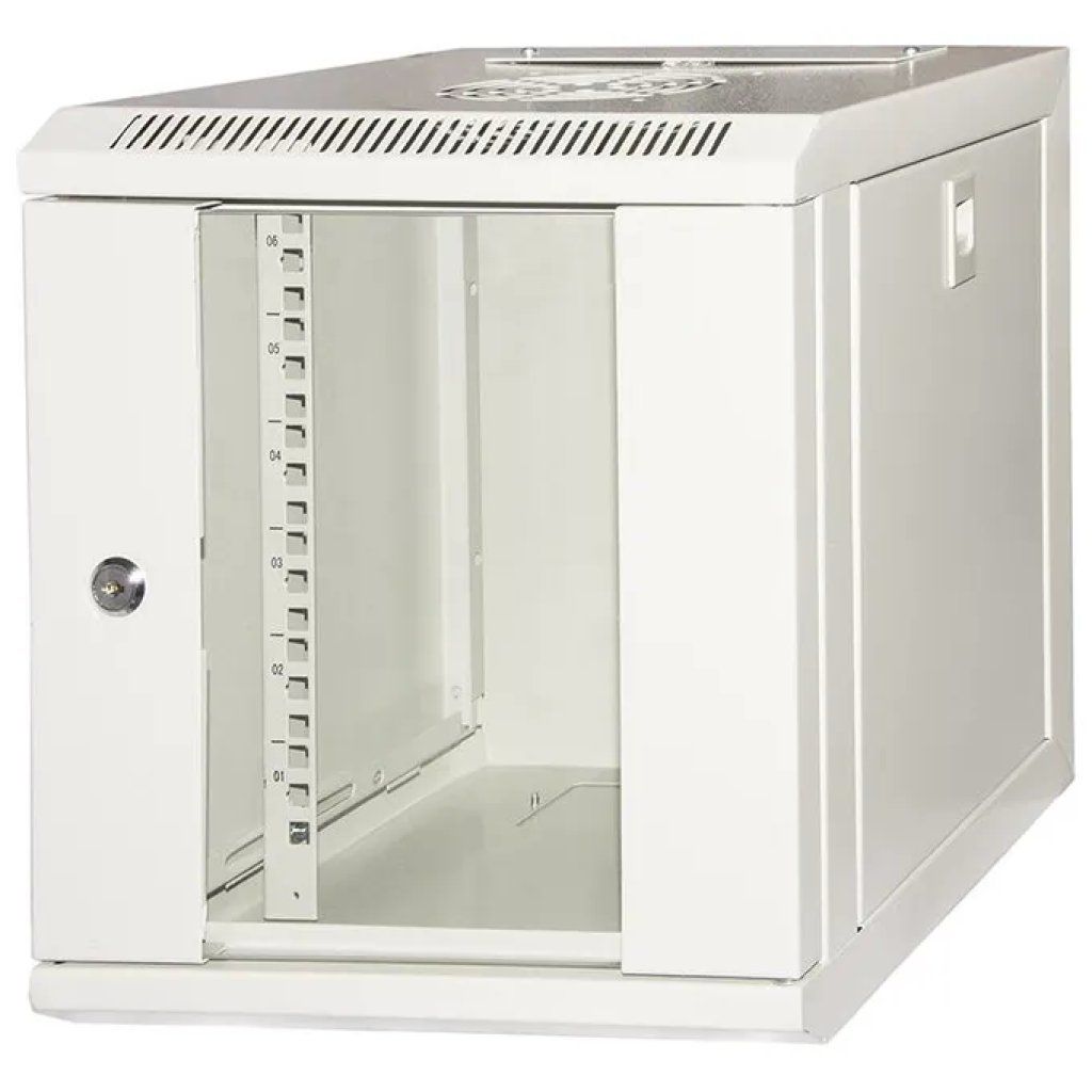 Link Accessori LK106U Armadio Rack 6U da Parete in Acciaio con Porta in Vetro e Fianchi Apribili