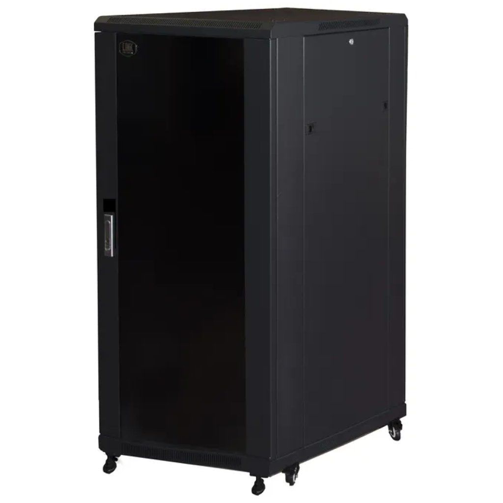 LINK LK1927U68N Armadio Rack 19'' 27U Porta Vetro Frontale in Acciaio e Vetro di Sicurezza con