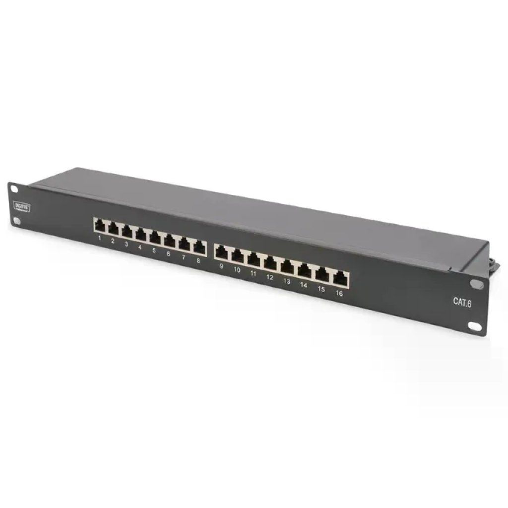 Digitus Pannello Patch 16 Porte RJ45 Cat 6 Schermato, Rack 19” Digitus Pannello Patch 16 Porte RJ45 Cat 6 Schermato, Rack 19”