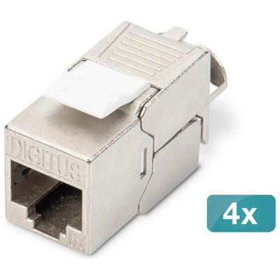 DIGITUS Set da 4 Moduli Keystone RJ45 Cat 6A Schermati DIGITUS Set da 4 Moduli Keystone RJ45 Cat 6A Schermati