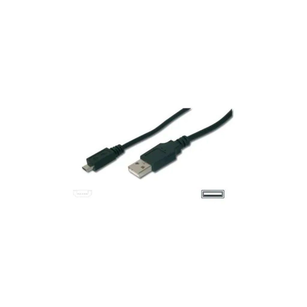 DIGITUS Cavo USB 2.0 USB-A maschio a Micro-USB-B maschio, 3 m, nero