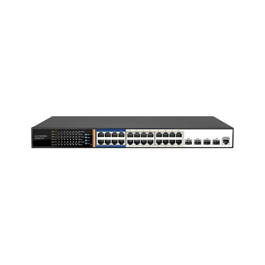 Link switch di rete 24 porte poe 400 watt + 4 porte sfp gigabit e una porta console layer 3 Link switch di rete 24 porte poe 400 watt + 4 porte sfp gigabit e una porta console layer 3