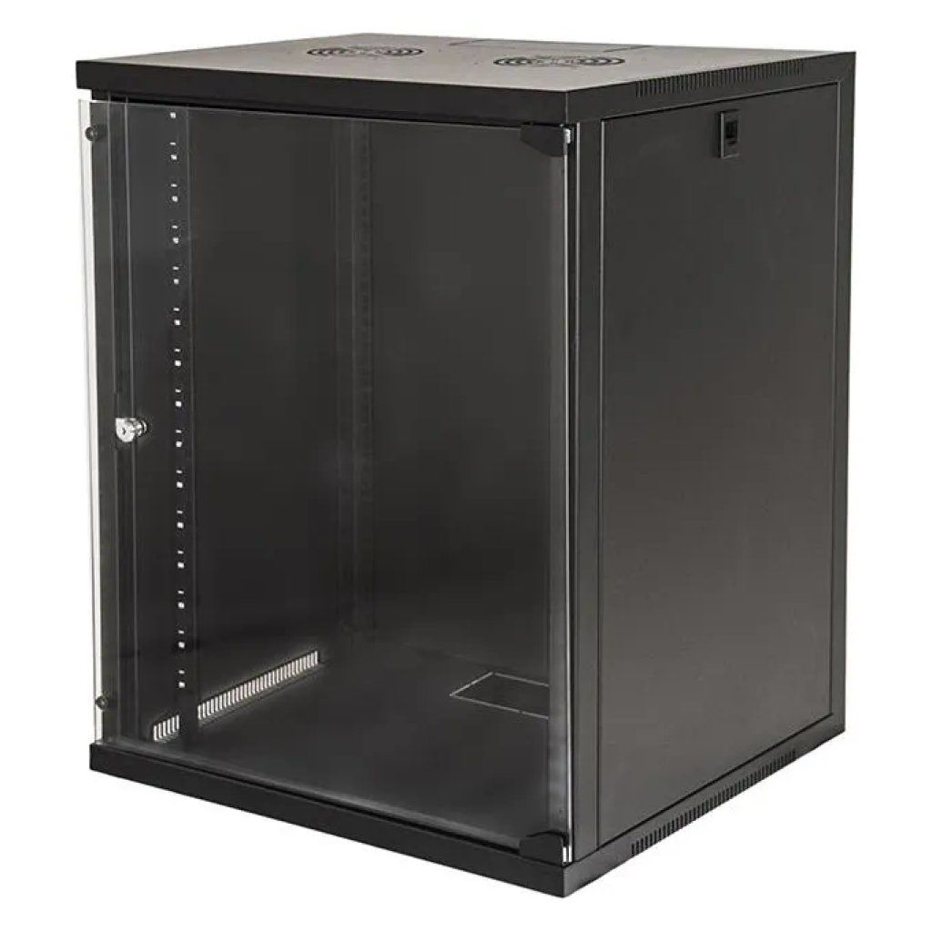 LINK LK1918U66N Armadio Rack 19 Pollici 18 Unita' Montaggio a Muro in Acciaio con Porta in Vetro