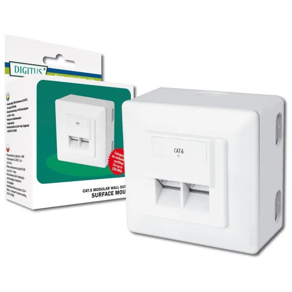 DIGITUS DN-9006-N Presa da Parete RJ45 Cat 6 Schermata a 2 Porte DIGITUS DN-9006-N Presa da Parete RJ45 Cat 6 Schermata a 2 Porte