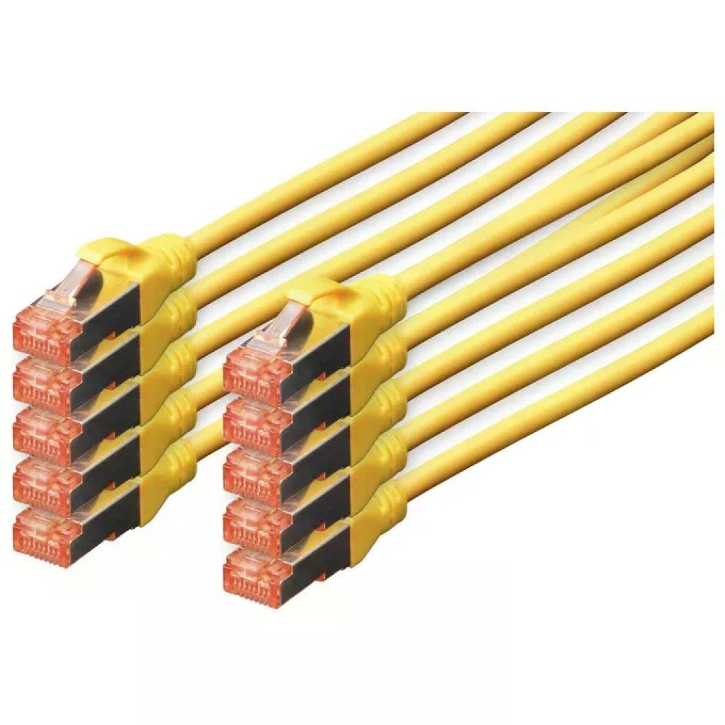 DIGITUS Set 10 Cavi Patch Ethernet CAT 6 S/FTP RJ45 Gialli