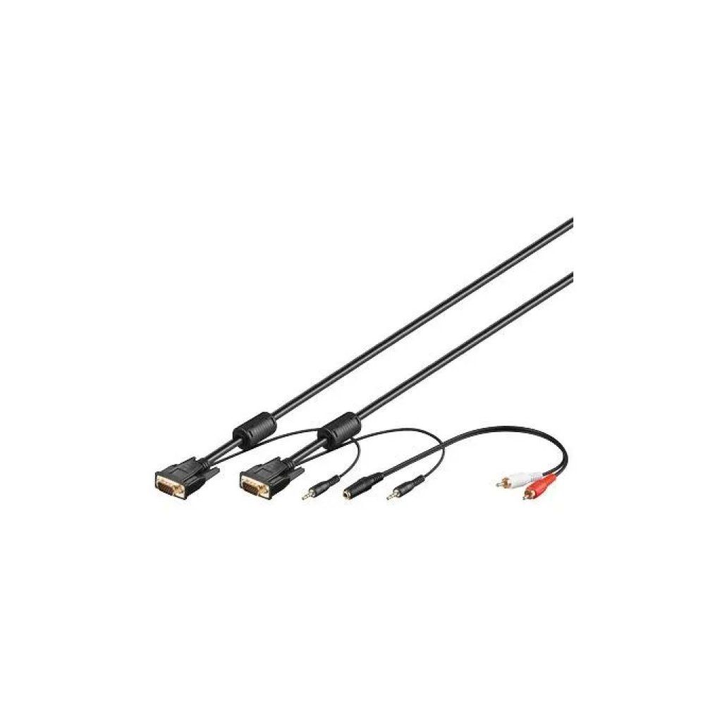 DIGITUS Goobay 93969 Cavo VGA con Audio Stereo, 3 m, Nero