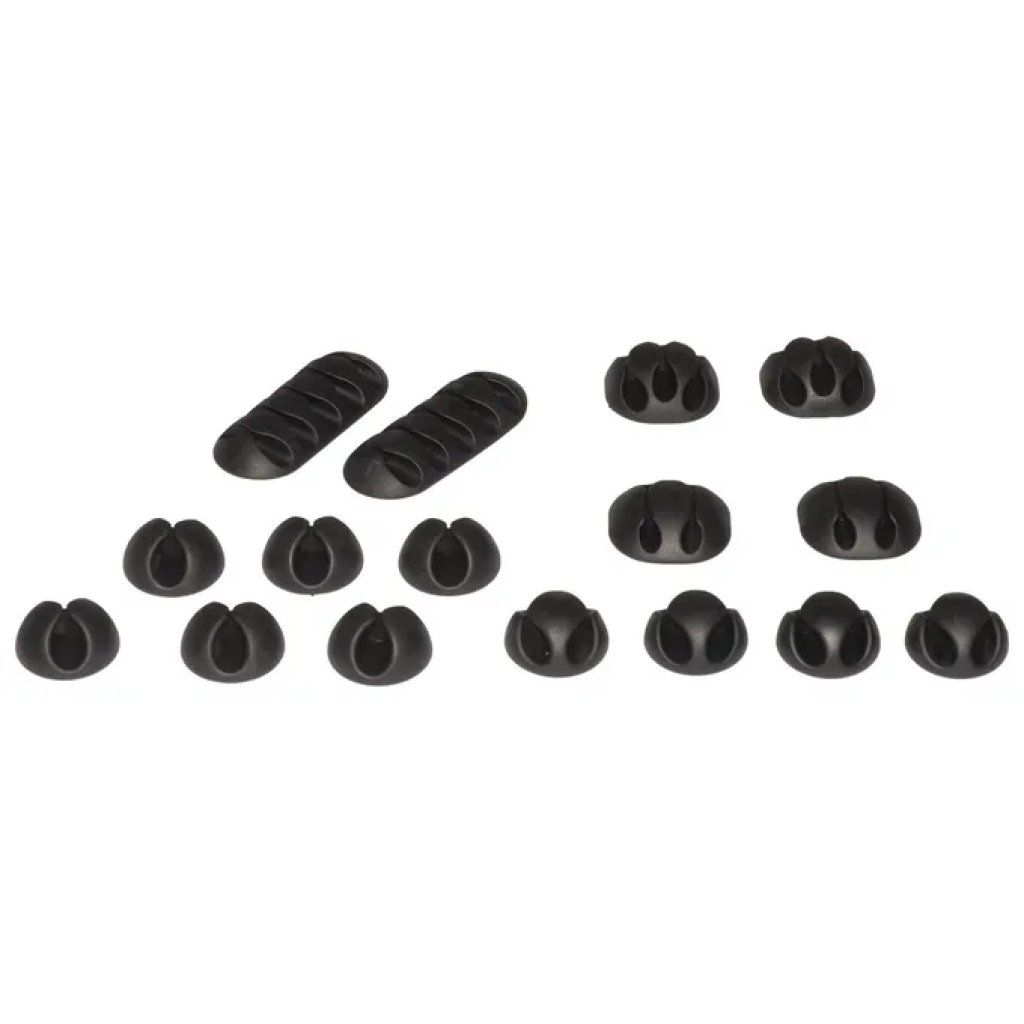 LINK Kit 16 Clip Fermacavi Adesive Nere