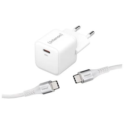 Intenso W30C Caricatore USB-C GaN 30 W con Cavo, Bianco Intenso W30C Caricatore USB-C GaN 30 W con Cavo, Bianco