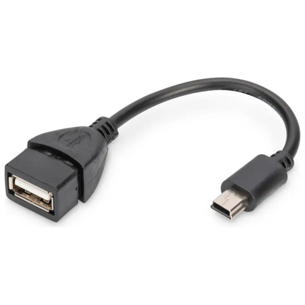 Digitus Adattatore USB 2.0 OTG Mini USB-B maschio a USB-A femmina, 20 cm, nero