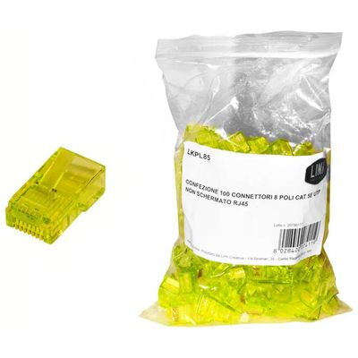 LINK LKPL85Y Connettori RJ45 Cat 5e UTP Gialli, 100 pezzi