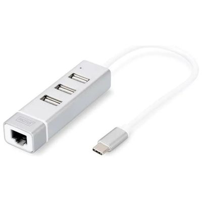 DIGITUS Hub USB-C con 3 porte USB-A 3.0 ed Ethernet RJ45
