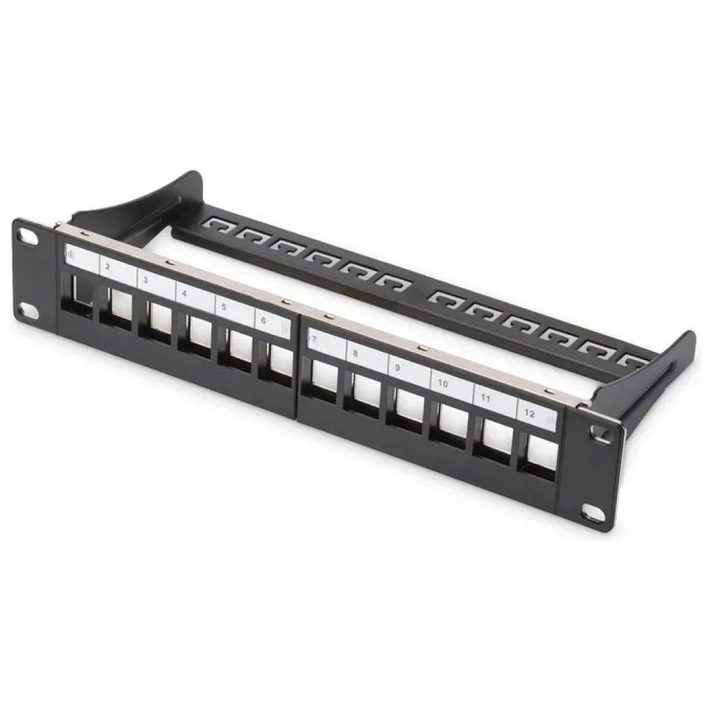 Digitus DN-91420 Pannello Patch Keystone 12 Porte, 1U, 10 Digitus DN-91420 Pannello Patch Keystone 12 Porte, 1U, 10", Nero