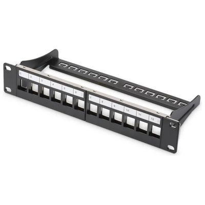 Digitus DN-91420 Pannello Patch Keystone 12 Porte, 1U, 10", Nero